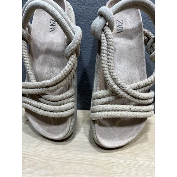 Zara Rope Sandals Womens Size 41 Beige 2713/120. - Picture 5 of 9